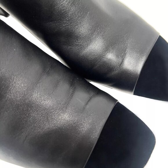 $1575 Chanel 21A Black Leather Velvet Toe Cap Logo Gold Strap Ankle Boot 10.5/41 - Picture 11 of 15
